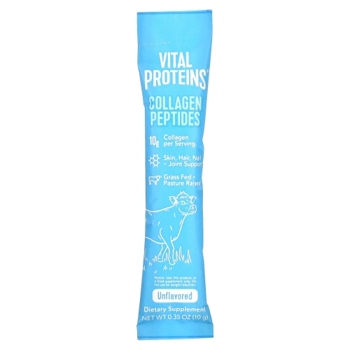 Vital Proteins, Пептиды коллагена, произведенные из животных, выращенных на пастбищах и выкормленных травой, без ароматизаторов, 20 отдельных пакетиков (10 г)