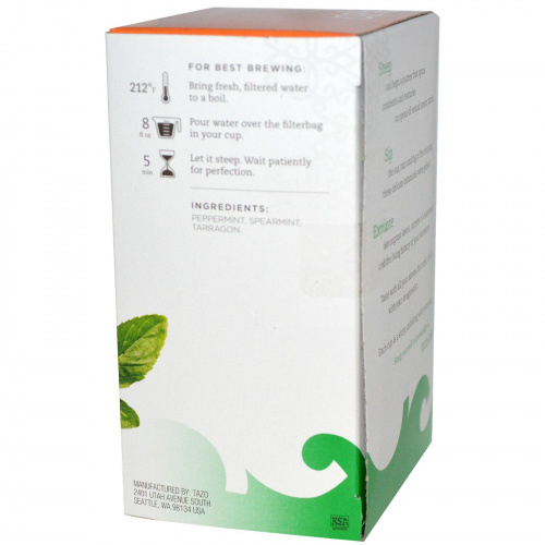 Tazo Teas, Травяной мятный чай  без кофеина, 20 фильтр-пакетиков, 0.8 унций (24 г)
