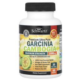 BioSchwartz, гарцина камбоджийская, максимальная сила действия, 1600 мг, 60 капсул (800 мг в 1 капсуле)