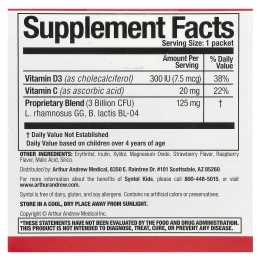 Arthur Andrew Medical, Syntol Kids, ежедневный пробиотик для детей, натуральный ягодный вкус, 30 отдельных порционных пакетиков