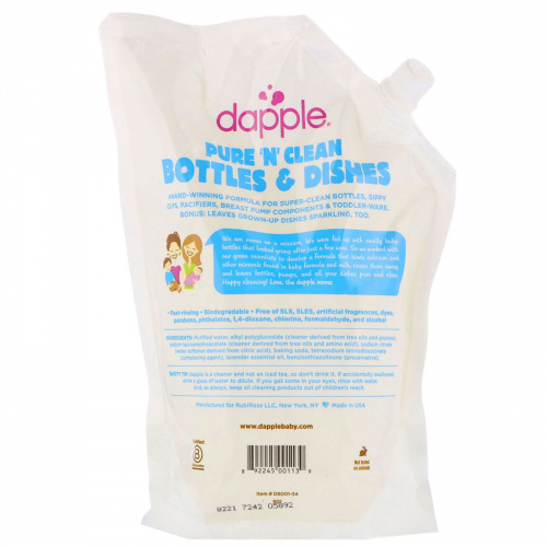 Dapple Baby, Запасной наплнитель Eco,  Жидкость для мытья детской бутылочки и посуды, упаковка наполнителя, Лаванда, 34 жидких унций (1005.5 мл)
