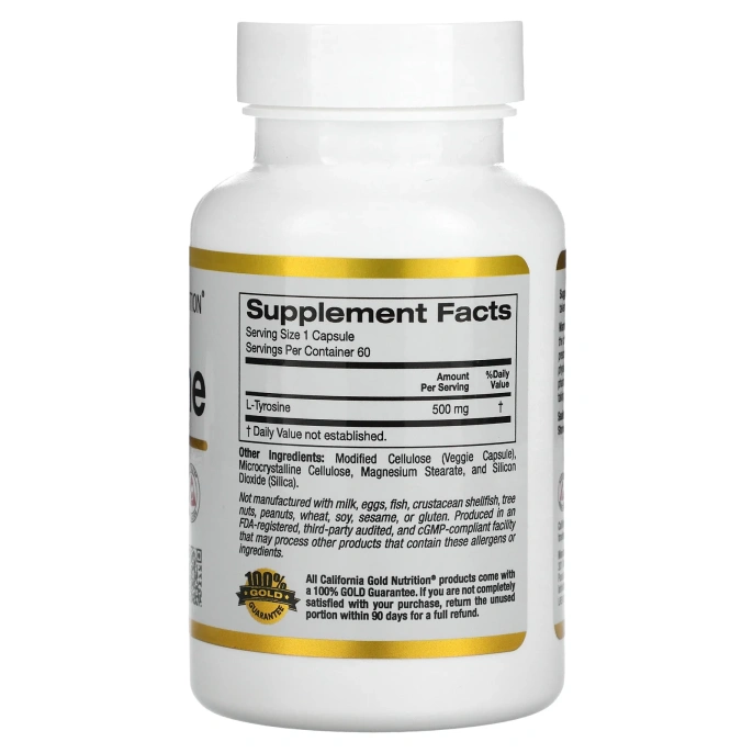 California Gold Nutrition, L-тирозин, 500 мг, 60 растительных капсул