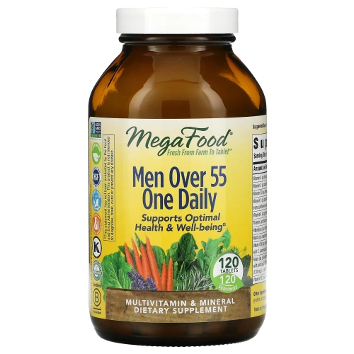 MegaFood, мультивитамины для мужчин старше 55 лет, для приема один раз в день, 120 таблеток