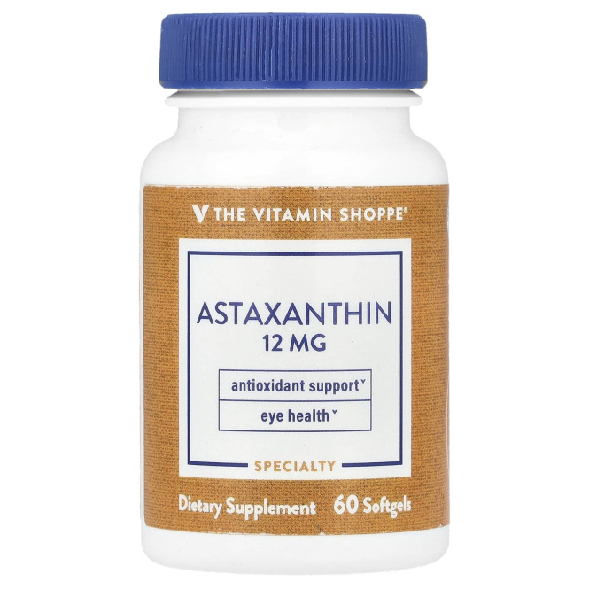 The Vitamin Shoppe, астаксантин, 12 мг, 60 мягких таблеток