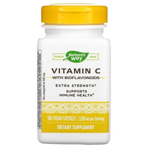 Nature's Way, Витамин C с биофлавоноидами, повышенная сила действия, 1000 мг, 100 веганских капсул