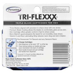 Personna Razor Blades, Tri-Flexxx, картриджи с тройным лезвием для мужчин, 4 картриджа