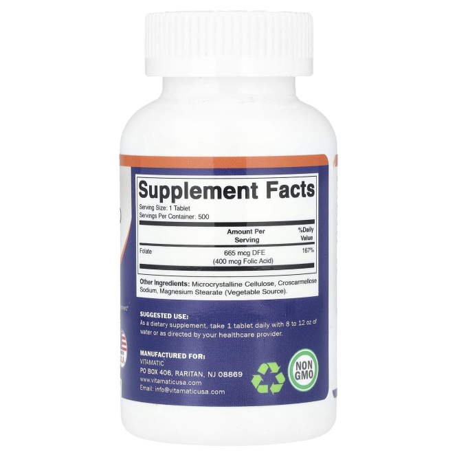 Vitamatic, Фолиевая кислота, 400 мкг, 500 таблеток