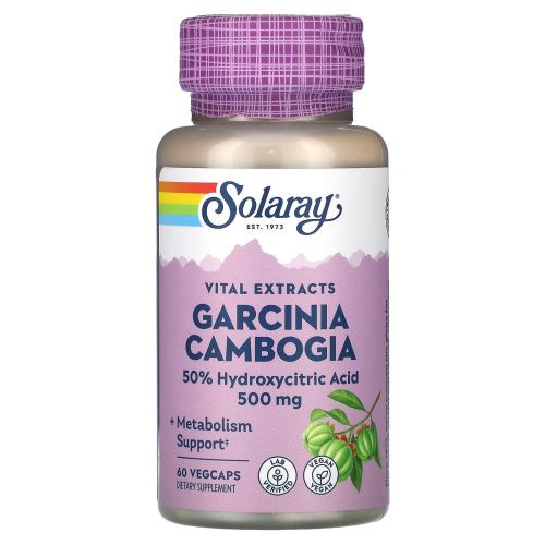 Solaray, Экстракт плодов гарцинии камбоджийской, 500 мг, 60 растительных капсул