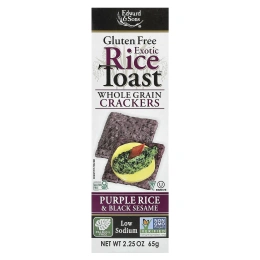 Edward & Sons, Exotic Rice Toast ™, цельнозерновые крекеры, фиолетовый рис и черный кунжут, 65 г (2,25 унции)