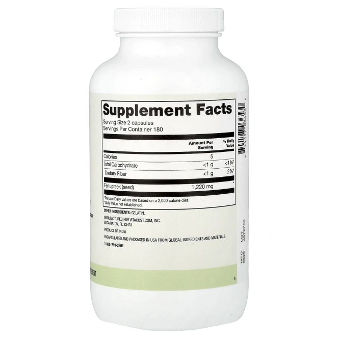 Vitacost, Everyday, пажитник, 360 капсул (610 мг в капсуле)