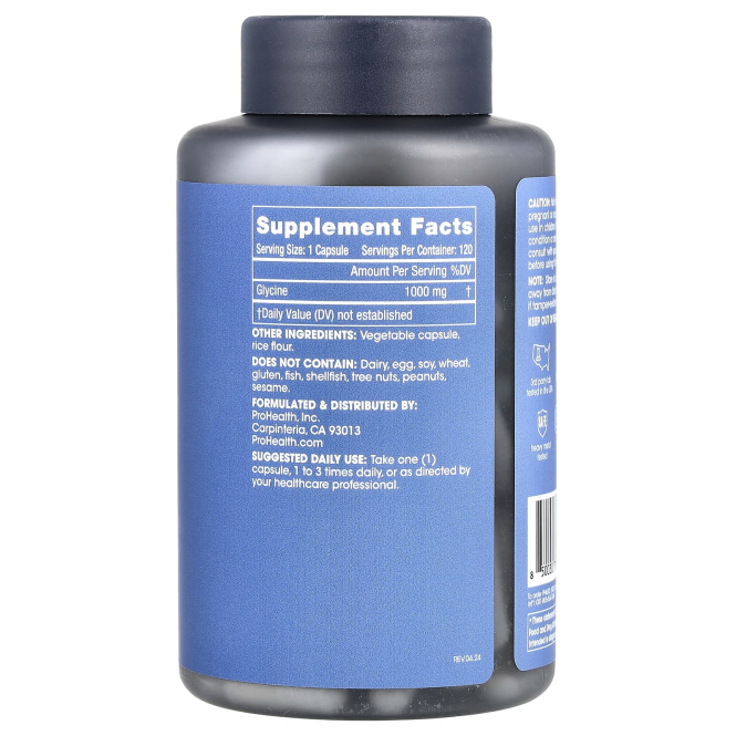 ProHealth Longevity, чистый глицин, 1000 мг, 120 капсул