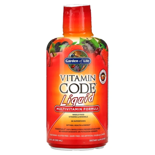 Garden of Life, Vitamin Code, Жидкая мультивитаминная формула, со вкусом фруктового пунша, 30 жидких унции (900 мл)