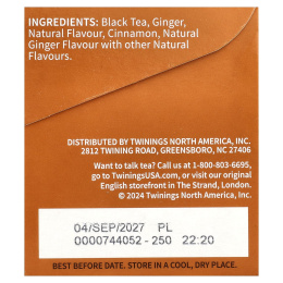 Twinings, ароматизированный черный чай, Gingerbread Joy®, 20 чайных пакетиков, 40 г (1,41 унции)