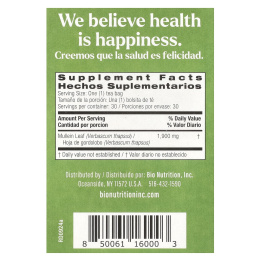 Bio Nutrition, Чай из листьев коровяка, без кофеина, 30 чайных пакетиков, 57 г (2,01 унции)