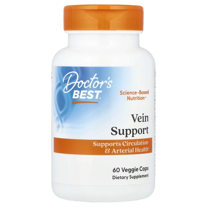 Doctor's Best, Vein Support поддержка для вен с DiosVein и MenaQ7, 60 вегетарианских капсул