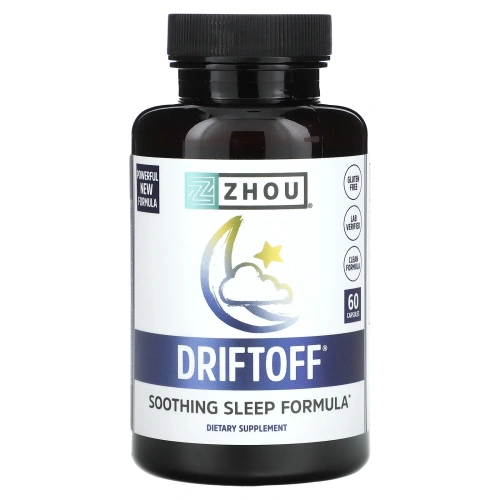 Zhou Nutrition, Driftoff, успокаивающая формула-снотворное, 60 вегетарианских капсул