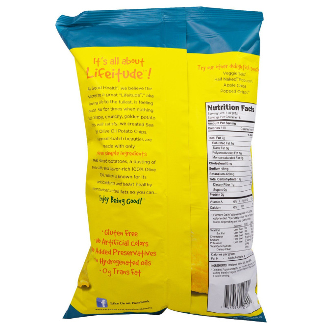 Good Health Natural Foods, Чипсы Kettle Style, оливковое масло, морская соль, 5 унций (141,7 г)