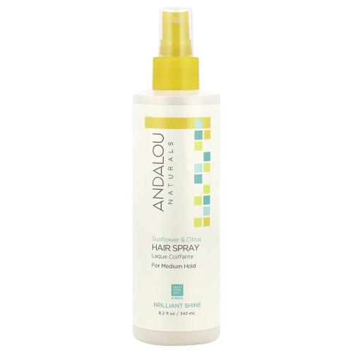 Andalou Naturals, Лак для волос, бриллиантовое сияние, подсолнечник и цитрус, средняя фиксация, 8,2 жидкие унции (242 мл)