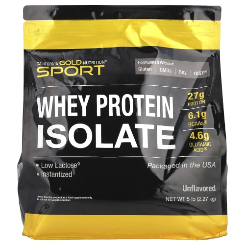 California Gold Nutrition SPORT Изолят Сывороточного Протеина, 75 порций, 5 ф. (2270 г)