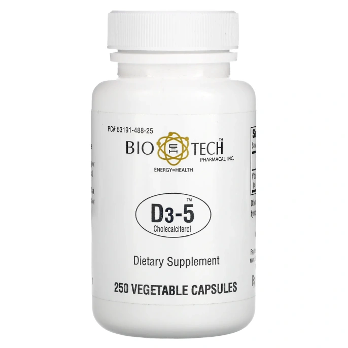 Bio Tech Pharmacal, Inc, D3-5 холекальциферол, 250 вегетарианских капсул