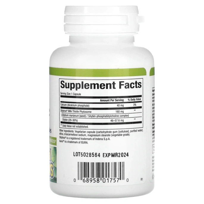 Natural Factors, Фитосомы силифоса с расторопшей, 160 мг, 60 капсул в растительной оболочке
