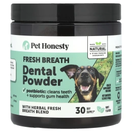 Pet Honesty, Стоматологический порошок Fresh Breath, для собак, мята, 150 г (5,29 унции)