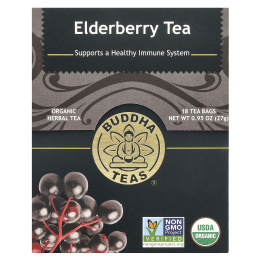 Buddha Teas, Органический травяной чай, бузина, 18 чайных пакетиков, 27 г (0,95 унции)