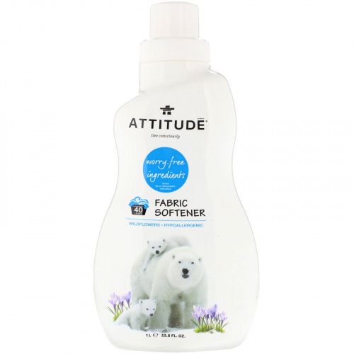 ATTITUDE, Fabric Softener, 40 Loads, Wildflowers, 33.8 fl oz (1 l)