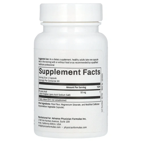 Advance Physician Formulas, Inc., R-липоевая кислота, 50 мг, 60 капсул