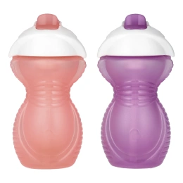 Munchkin, Click Lock ™, Flip Straw Cup, от 12 месяцев, светло-розовый и светло-фиолетовый, 2 стакана по 266 мл (9 унций)