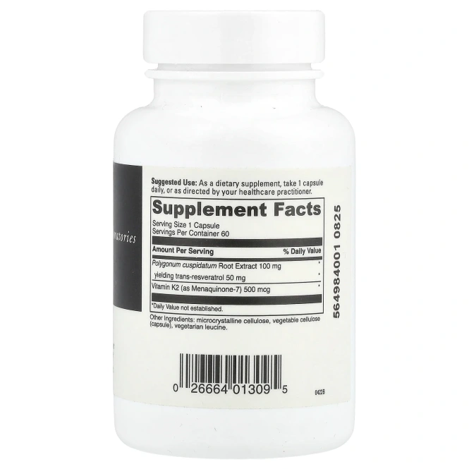 DaVinci Laboratories, Витамин K2 + ресвератрол, 60 капсул