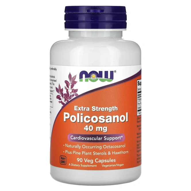 Now Foods, Extra Strength Policosanol, 40 мг, 90 растительных капсул