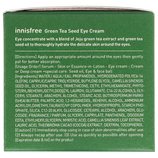 Innisfree, Крем для кожи вокруг глаз с экстрактом семян зеленого чая, 30 мл