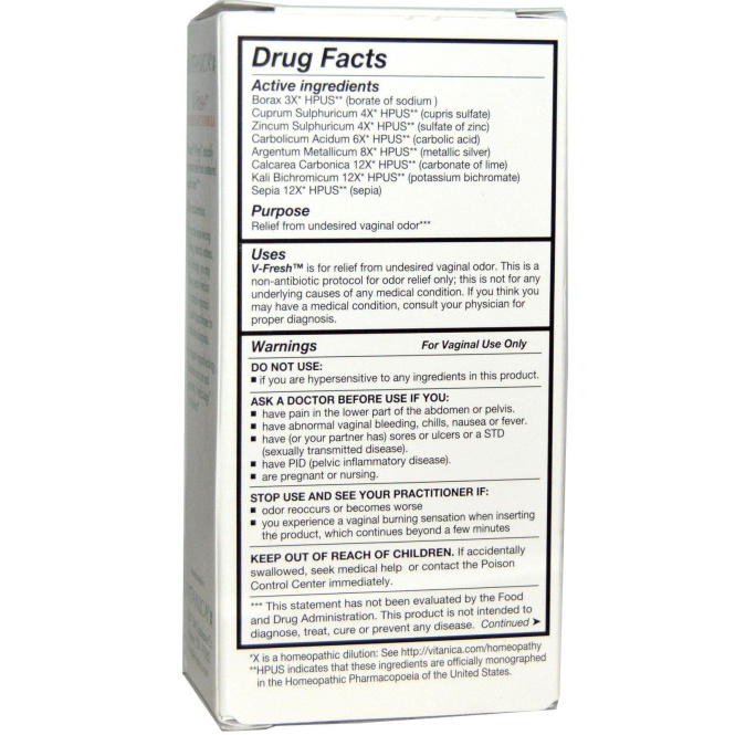 Vitanica, V-Fresh, вагинальная поддержка, 6 вагинальных суппозиториев