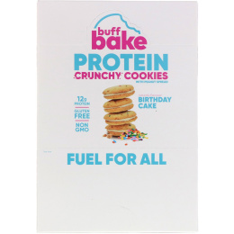 Buff Bake, Protein Crunchy Cookies with Peanut Spread, Birthday Cake, 8 Cookie Packs, 14.32 oz (408 g)