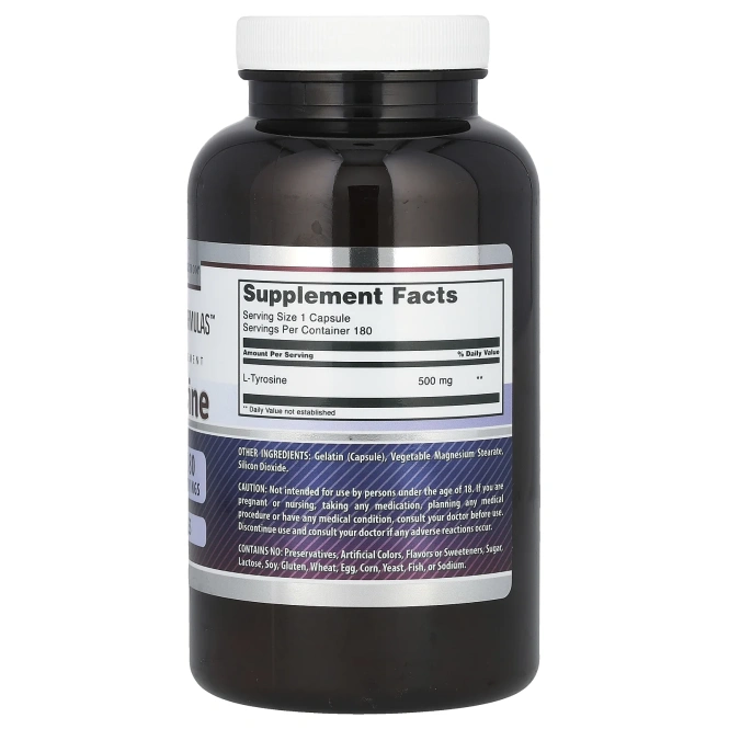 Amazing Nutrition, Amazing Fomulas, L-тирозин, 500 мг, 180 капсул