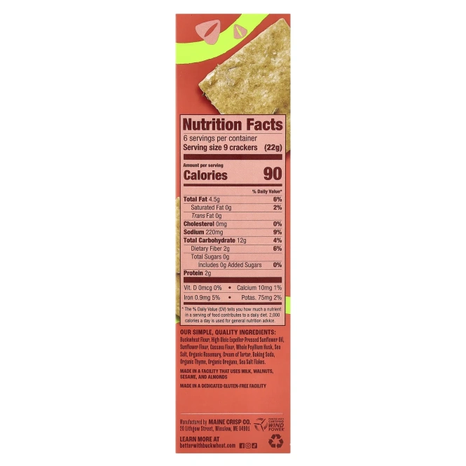 Better with Buckwheat, Гречневые крекеры, розмарин и травы, 120 г (4,25 унции)