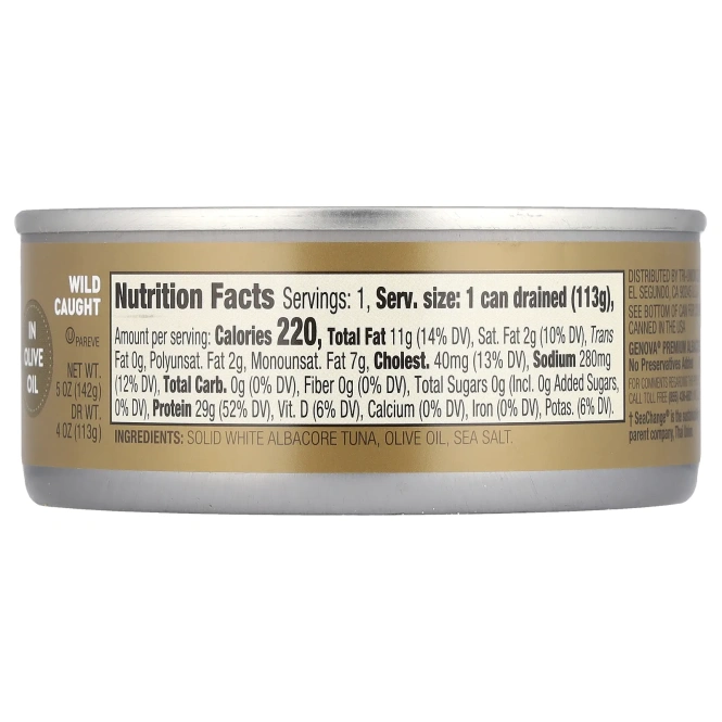 Genova, Альбакорский тунец в оливковом масле, 142 г (5 унций)
