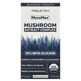 Triquetra Health, MycoMax®, комплекс экстрактов грибов, максимальная сила действия, 60 капсул