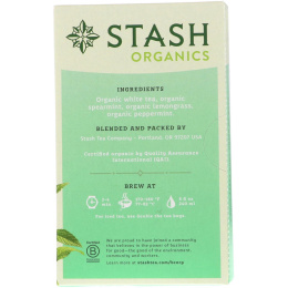 Stash Tea, Высший сорт, органический белый чай, с мятой, 18 чайных пакетиков, 0,8 унции (24 г)