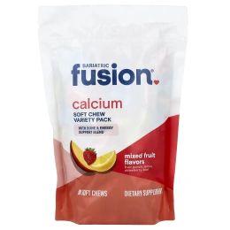 Bariatric Fusion, ассорти мягких жевательных таблеток с кальцием, фруктовое ассорти, 90 жевательных таблеток