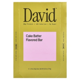 David Protein, Protein Bar, Cake Batter, 12 Bars, 2.19 oz (62 g) Each