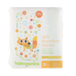 BabyGanics, Сверх-впитывающие подгузники, размер 3, 7-13 кг (16-28 lbs), 28 штук