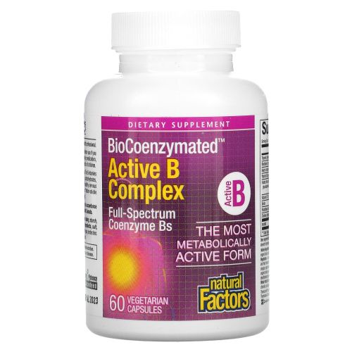 Natural Factors, BioCoenzymated, Активный комплекс витаминов группы B, 60 вегетарианских капсул