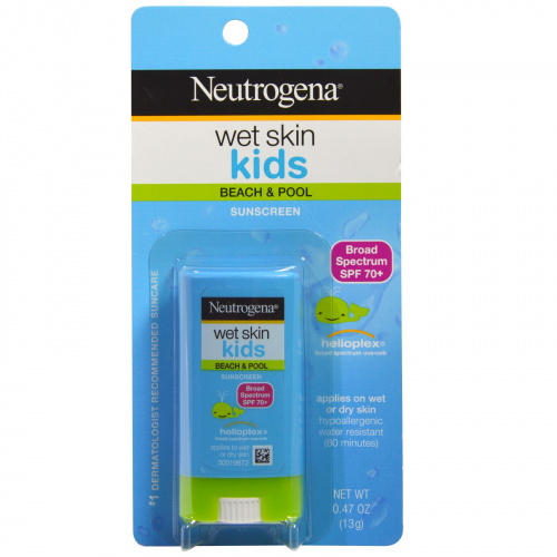 Neutrogena, Wet Skin Kids, твердое средство для загара, SPF 70+, 13 г