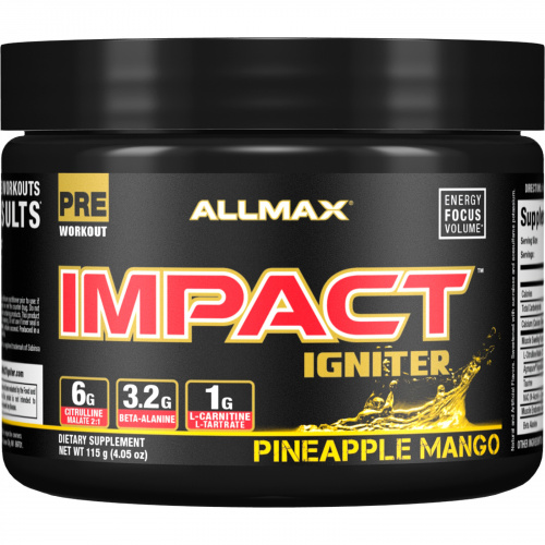 ALLMAX Nutrition, Impact Igniter Pre-Workout, Pineapple Mango, 4.05 oz (115 g)