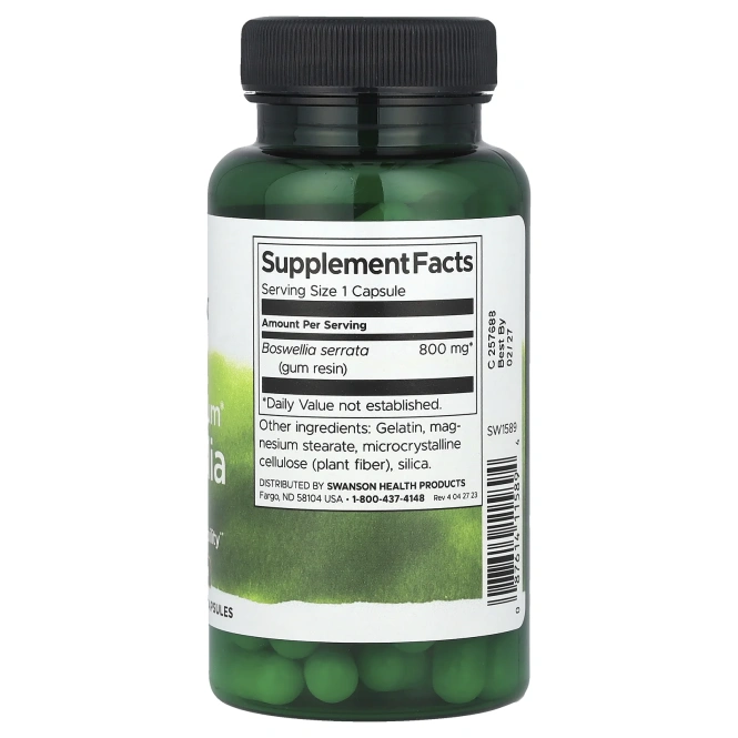 Swanson, Boswellia полного спектра, двойная сила действия, 60 капсул