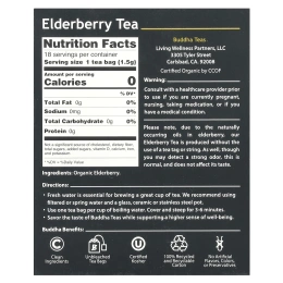 Buddha Teas, Органический травяной чай, бузина, 18 чайных пакетиков, 27 г (0,95 унции)