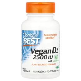 Doctor's Best, Vegan D3 с Vitashine D3, 2500 МЕ, 60 вегетарианских капсул