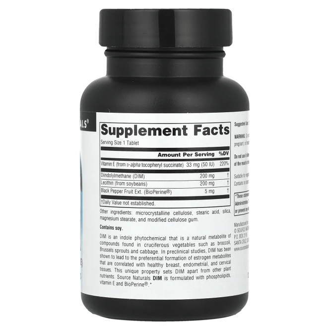 Source Naturals, DIM, 200 мг, 30 таблеток